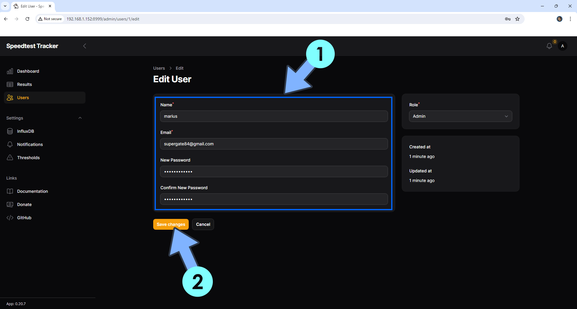 Speedtest Tracker UGREEN NAS Set up 8