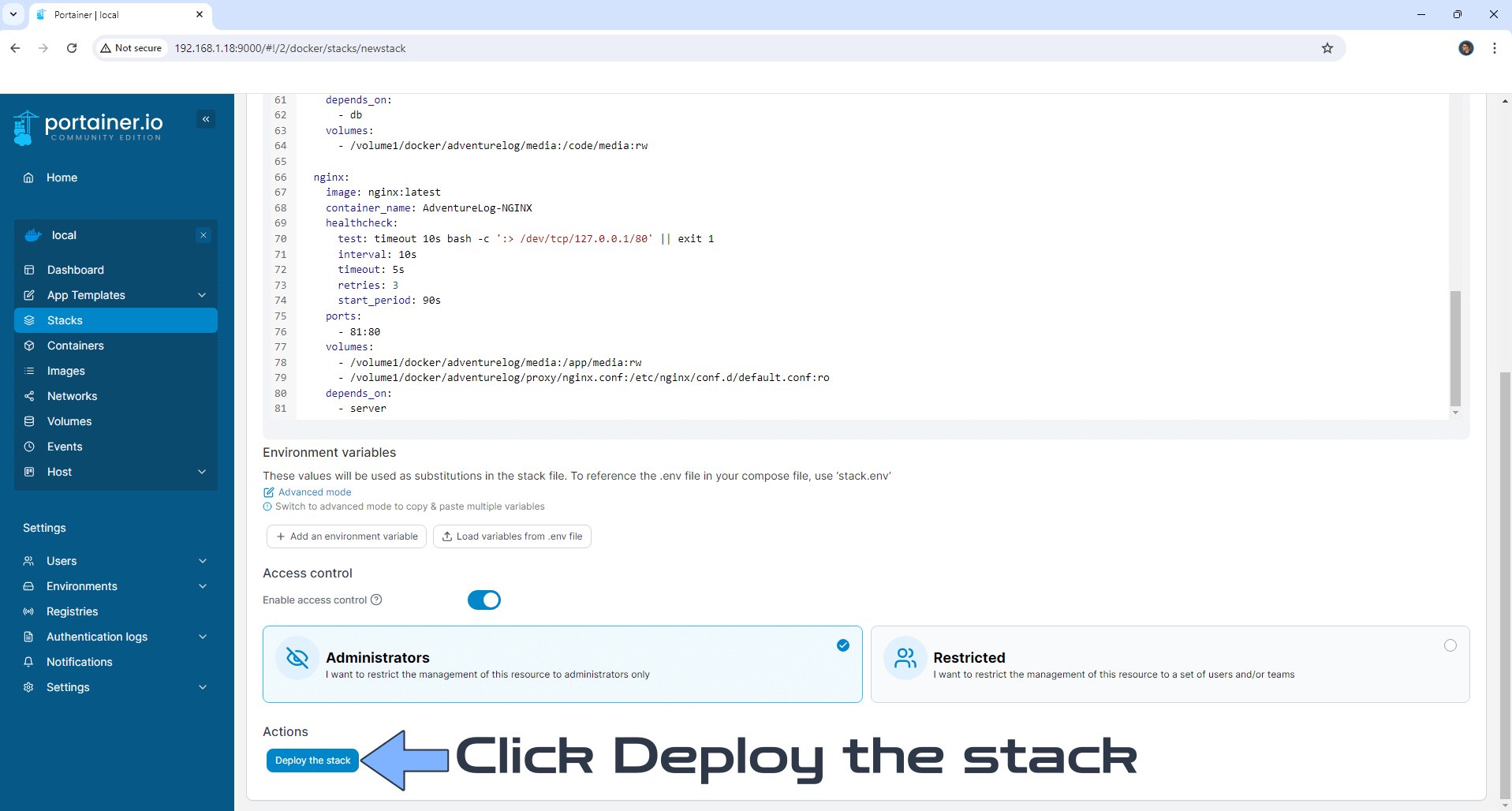 AdventureLog Synology NAS Set up 13