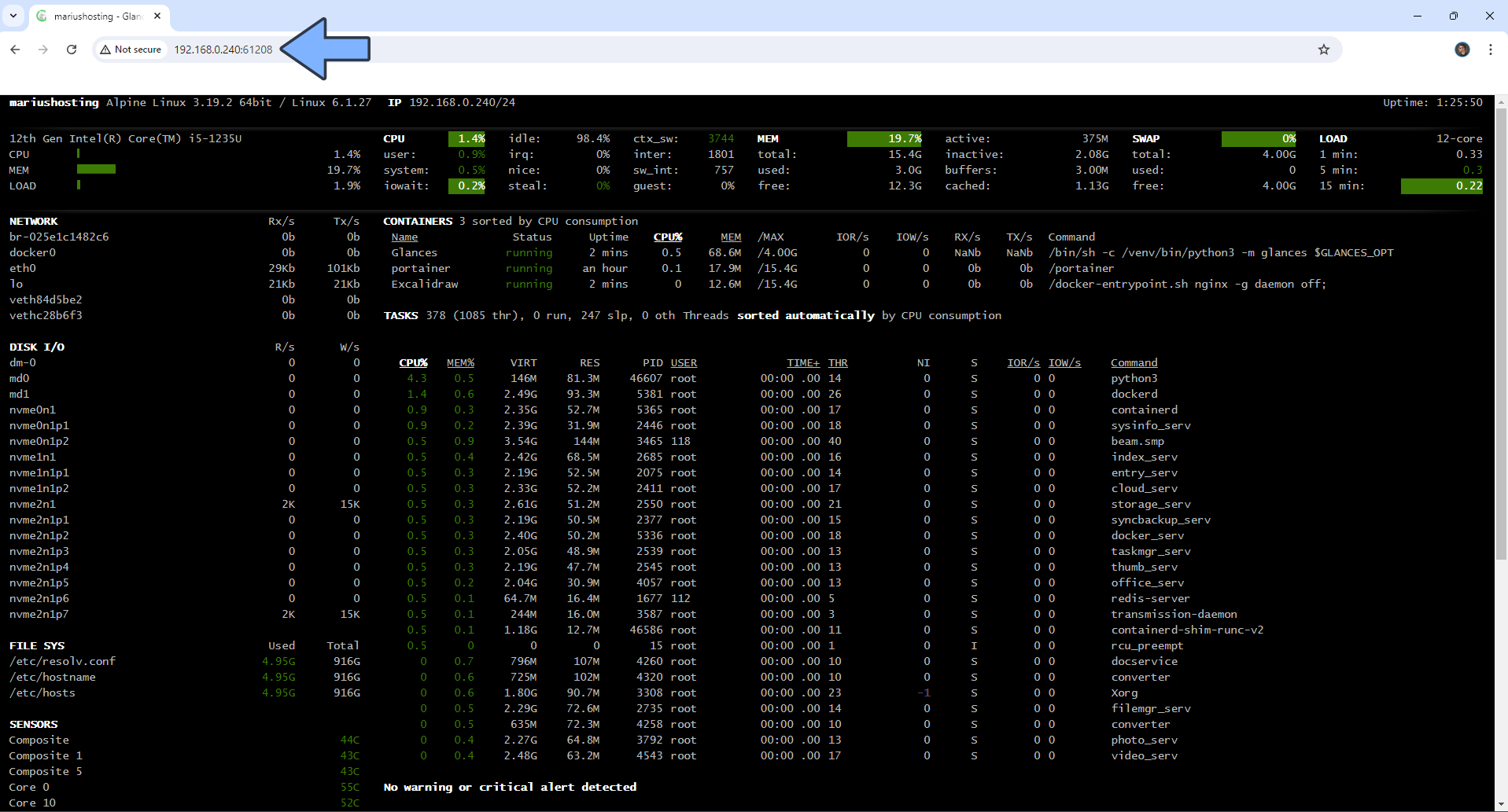 Glances UGREEN NAS Set up 4