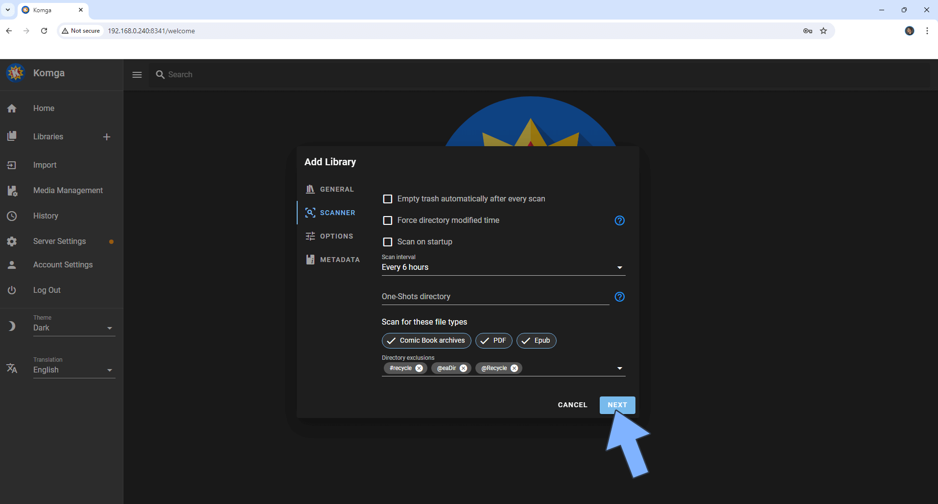 Komga UGREEN NAS Set up 10