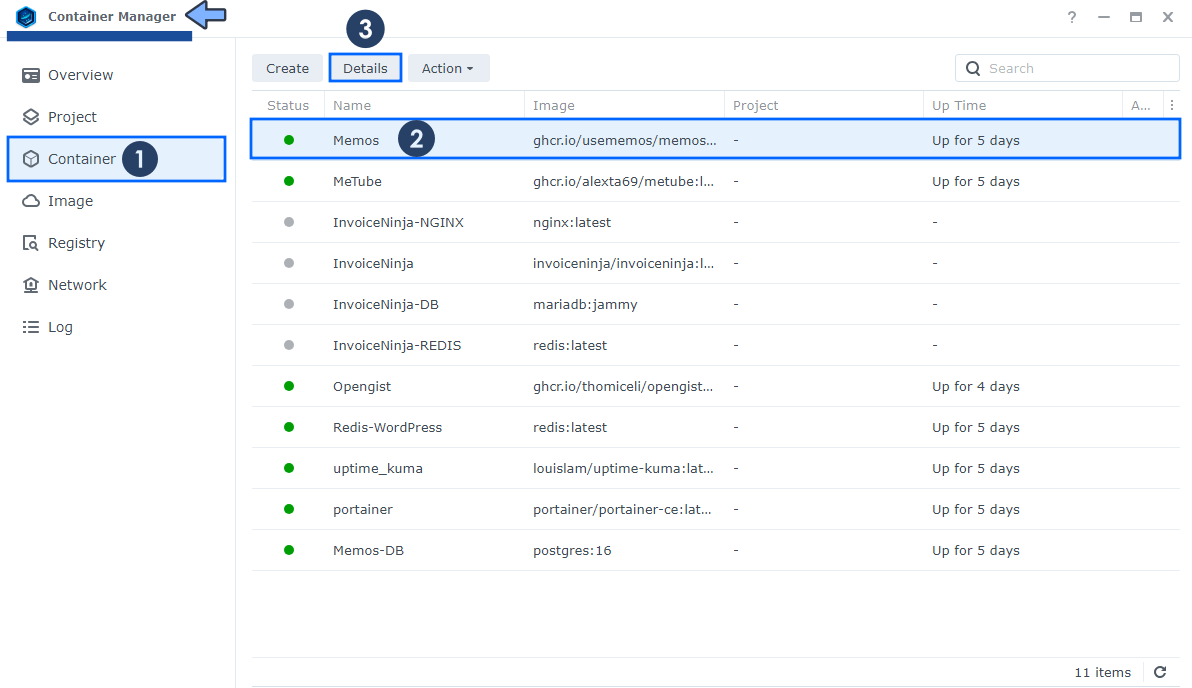 Synology Docker Container Logs 1