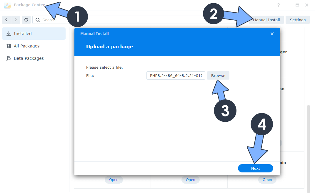 Synology PHP 8.2 Update Version 8.2.21 Install STEPS