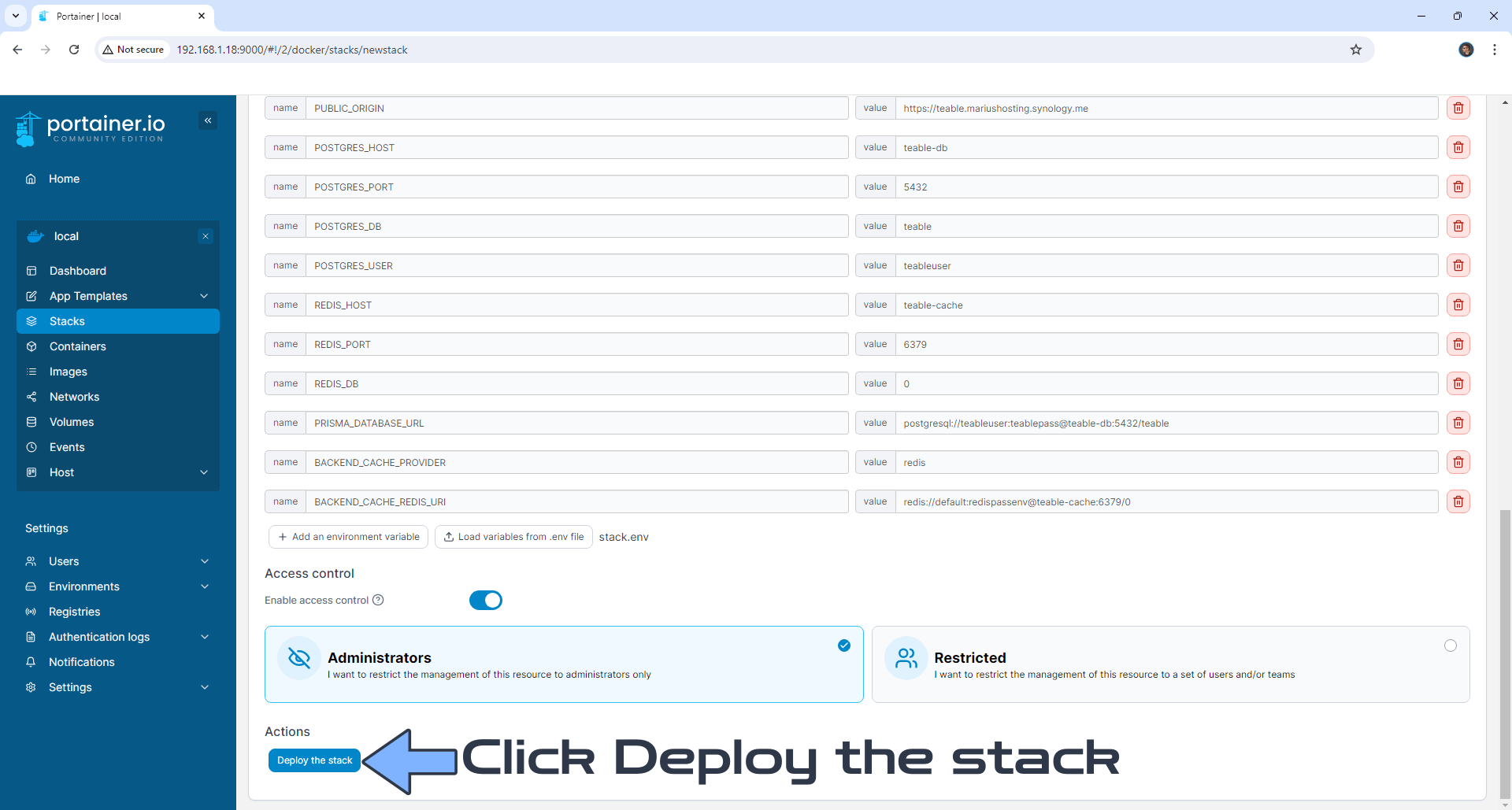 Teable Synology NAS Set up 12