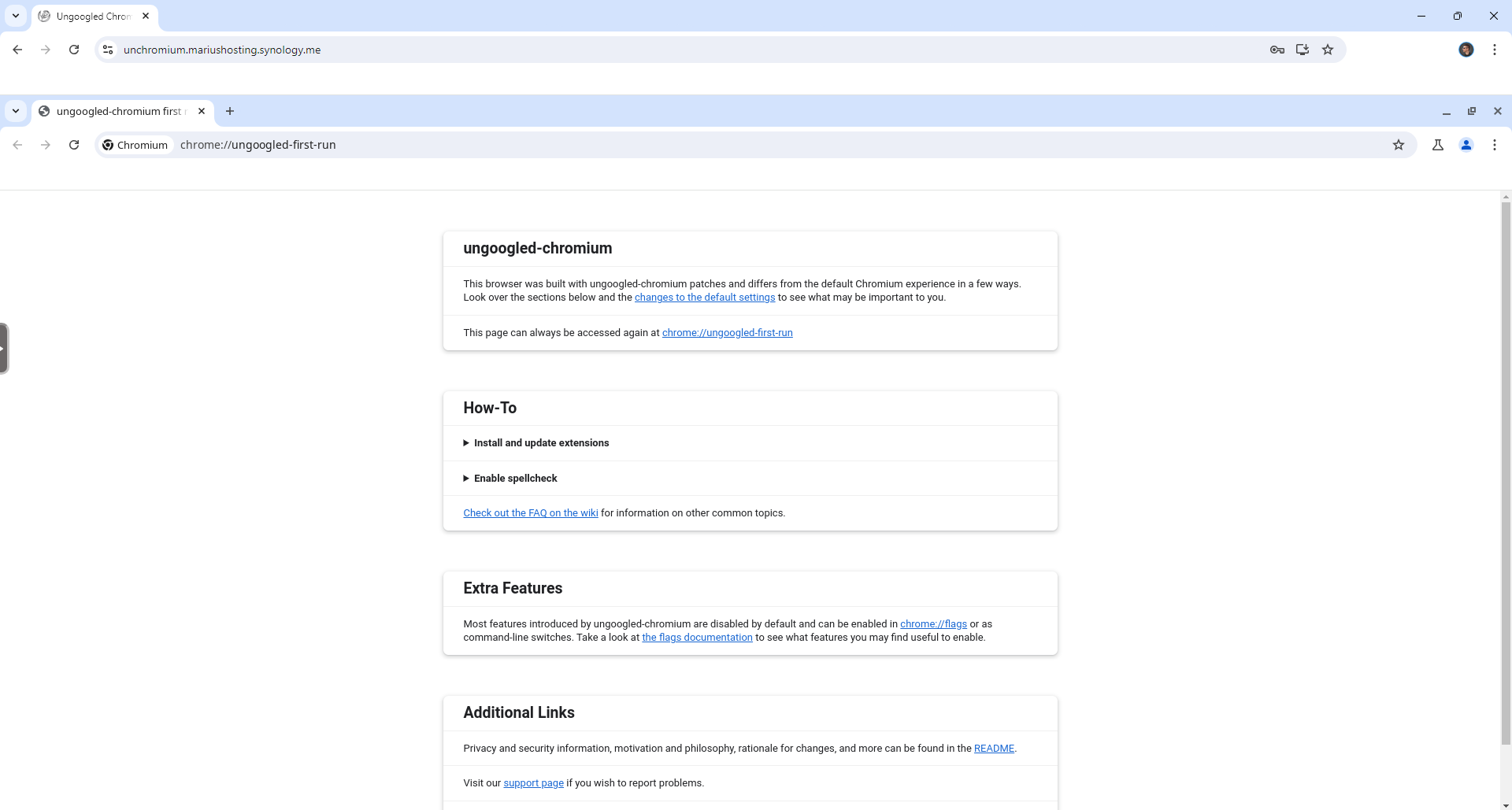 Ungoogled Chromium Synology NAS Set up 11