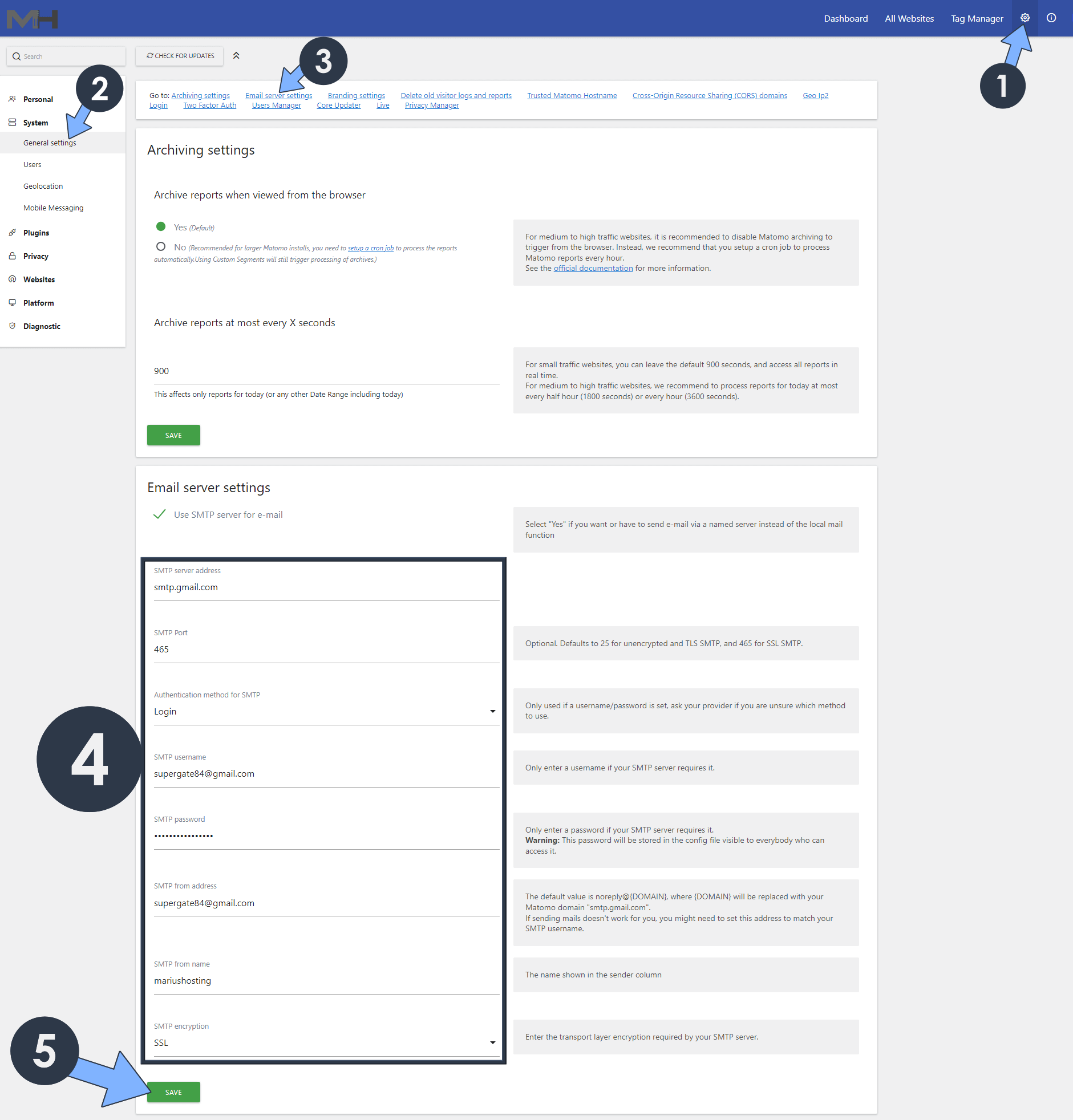 Matomo Email Notification Synology 1