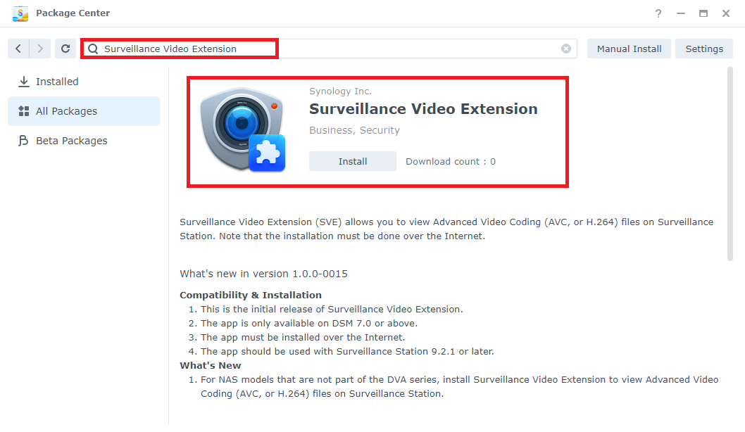 Synology Surveillance Station Video Extension