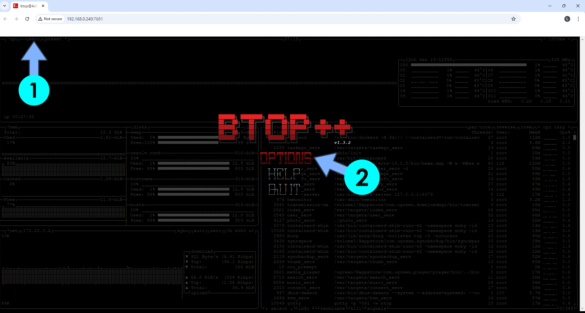 BTOP++ UGREEN NAS Set up 5