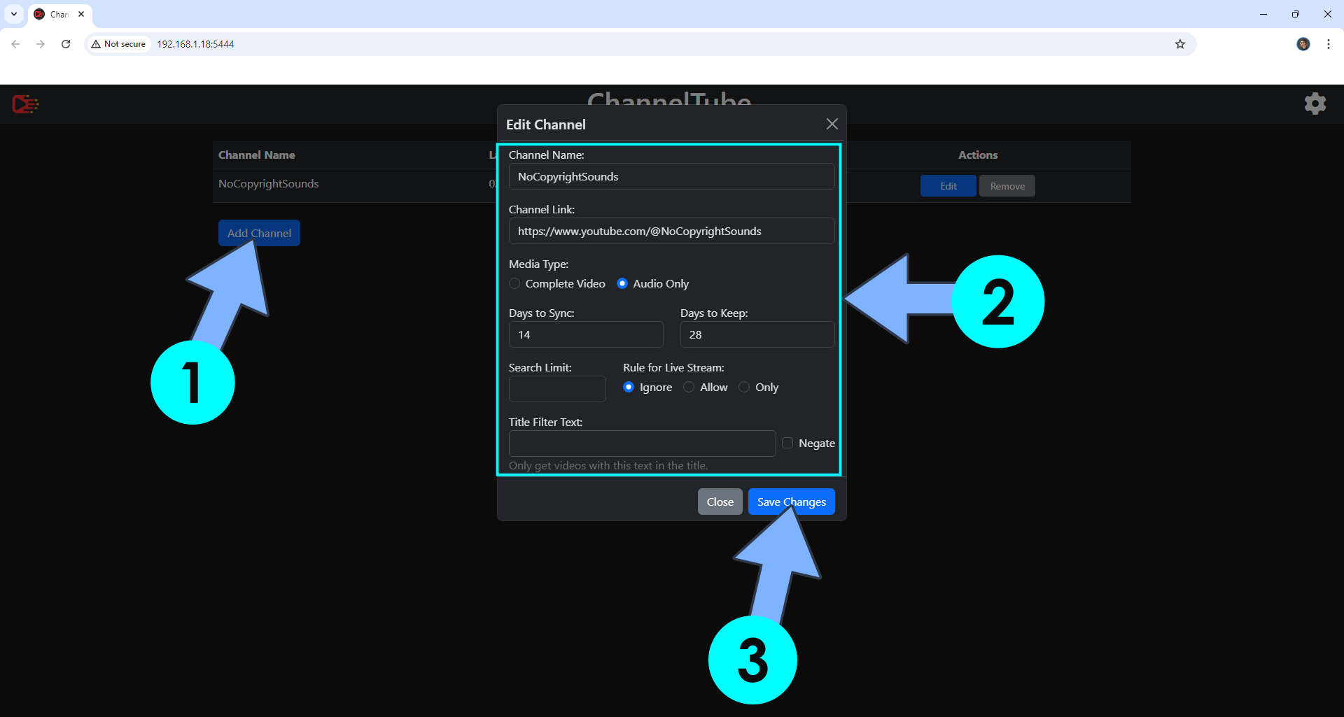 ChannelTube Synology NAS Set up 13