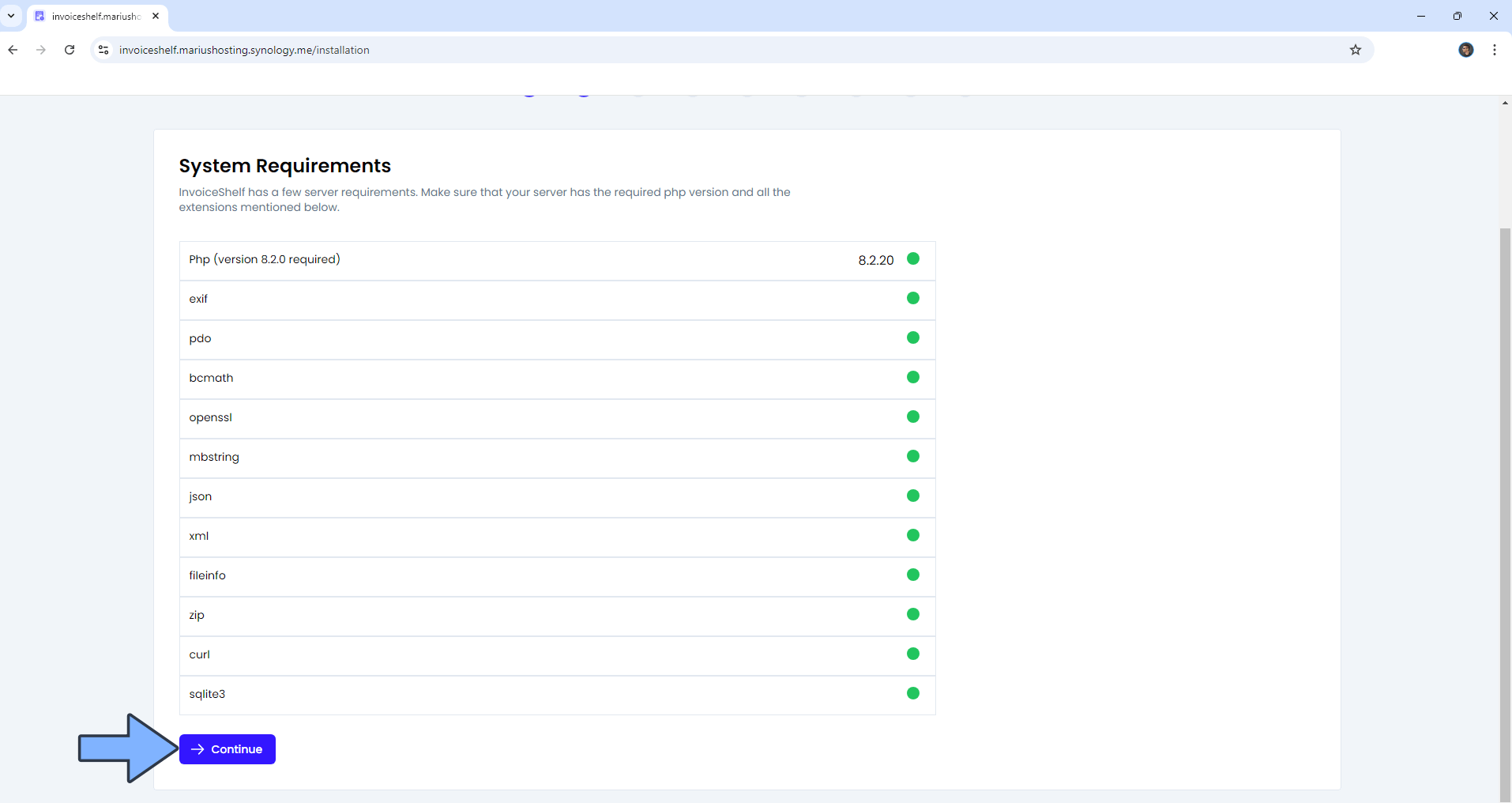 InvoiceShelf Synology NAS Set up 13