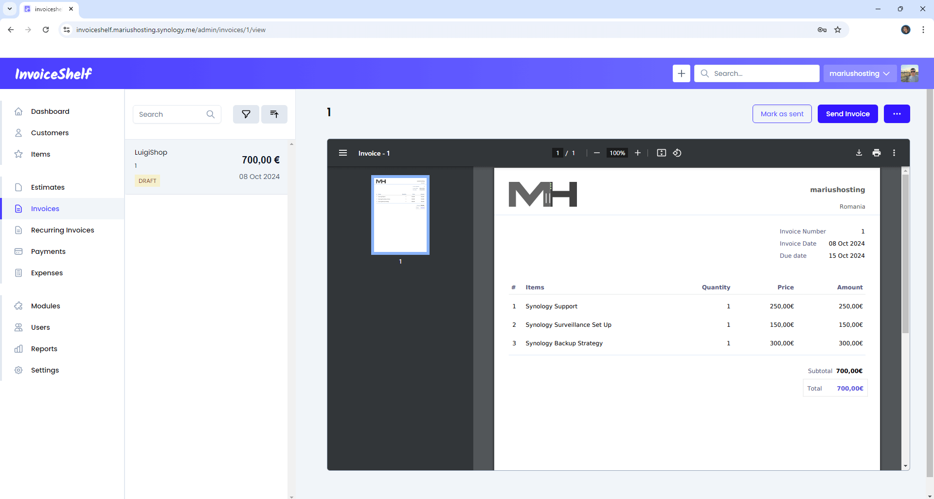 InvoiceShelf Synology NAS Set up 24