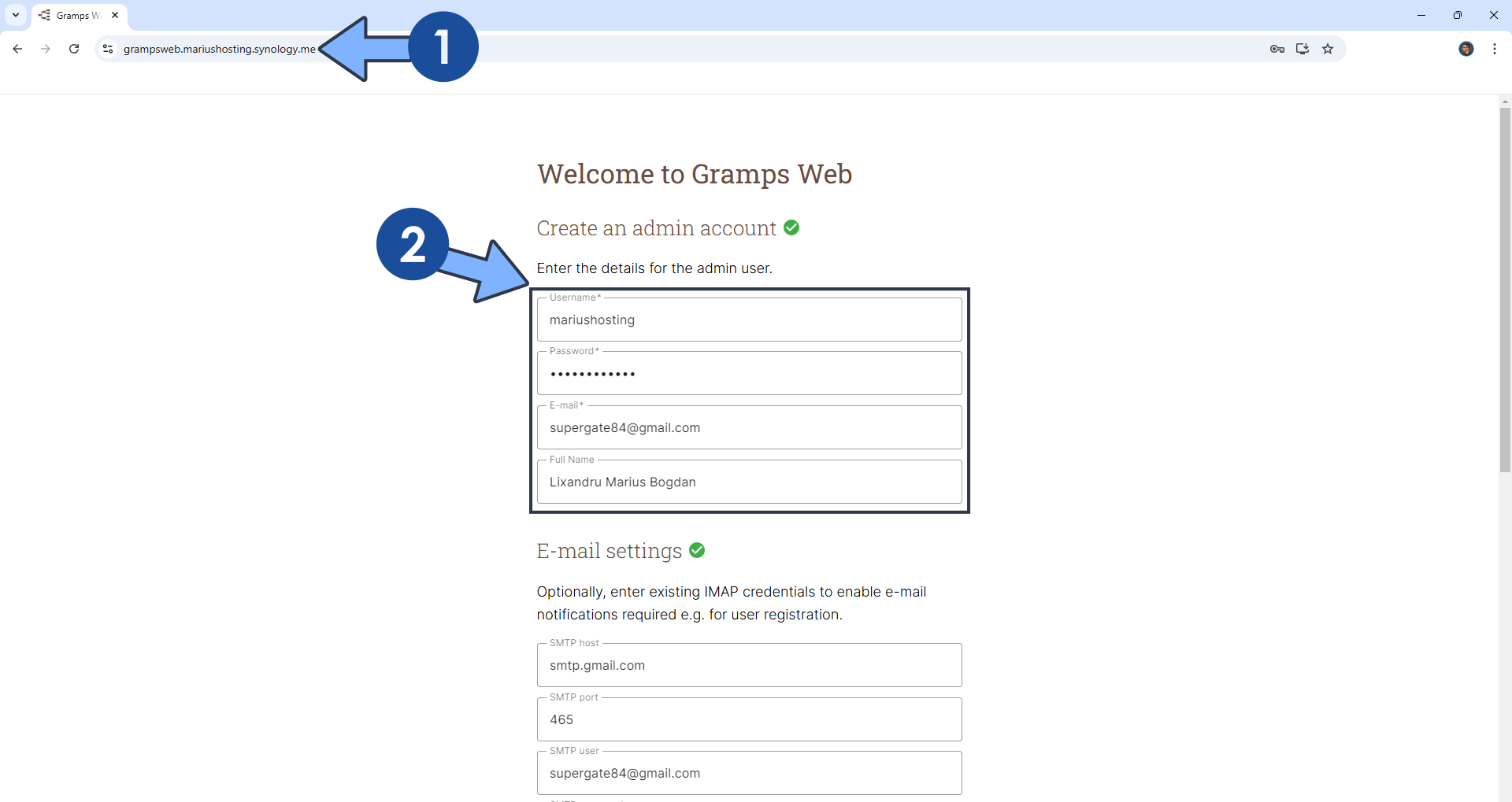 Gramps Web Synology NAS Set up 11