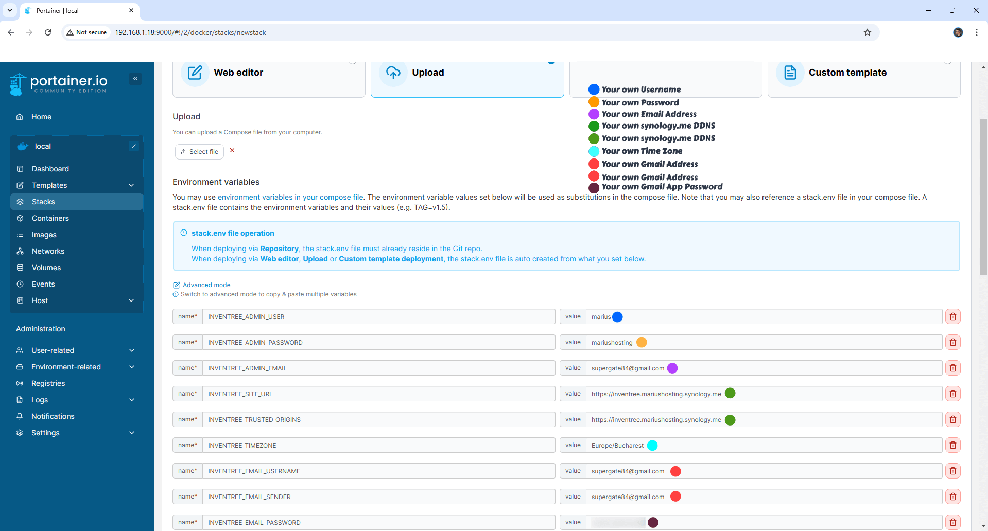 InvenTree Synology NAS Set up 10