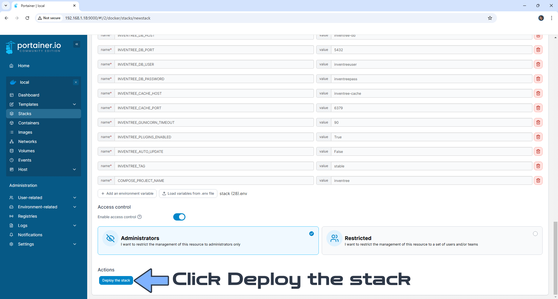 InvenTree Synology NAS Set up 12