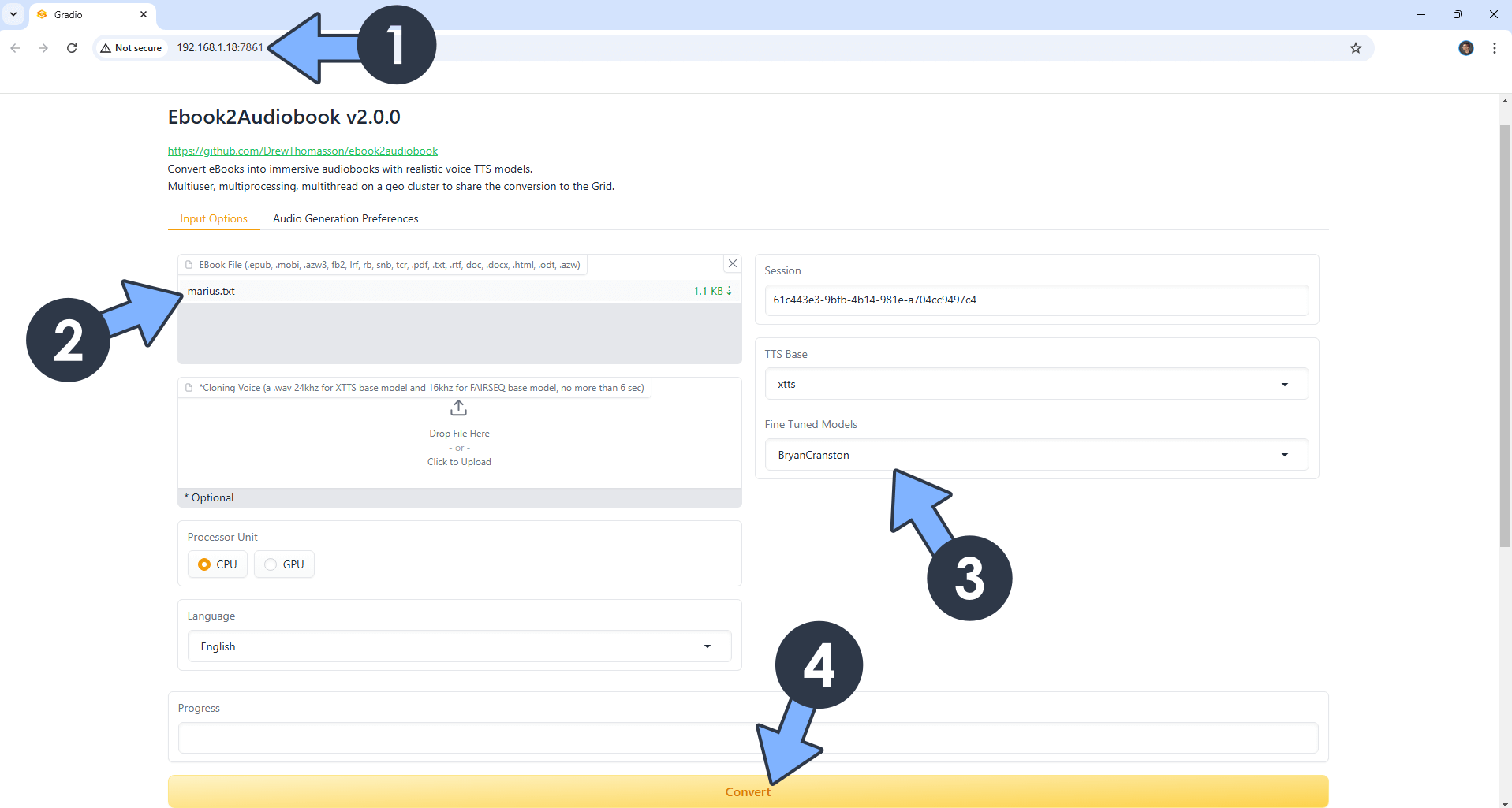 eBook2Audiobook Synology NAS Set up 4