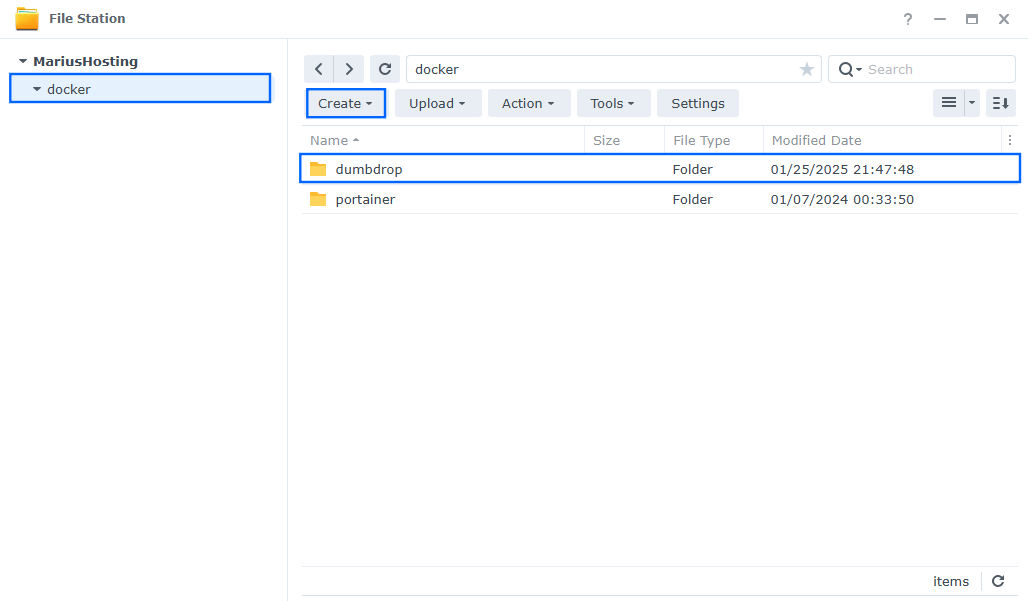 DumbDrop Synology NAS Set up 1