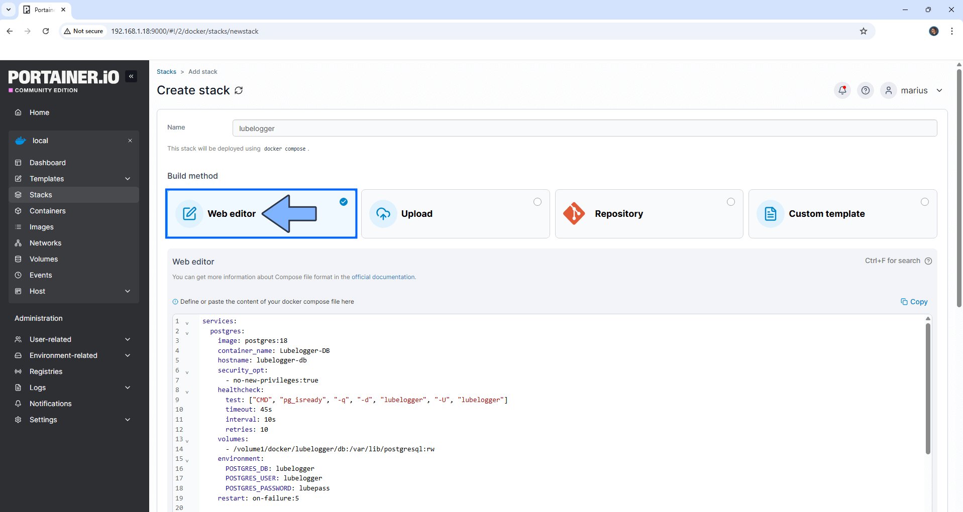 LubeLogger Synology NAS Set up 4 new 2027