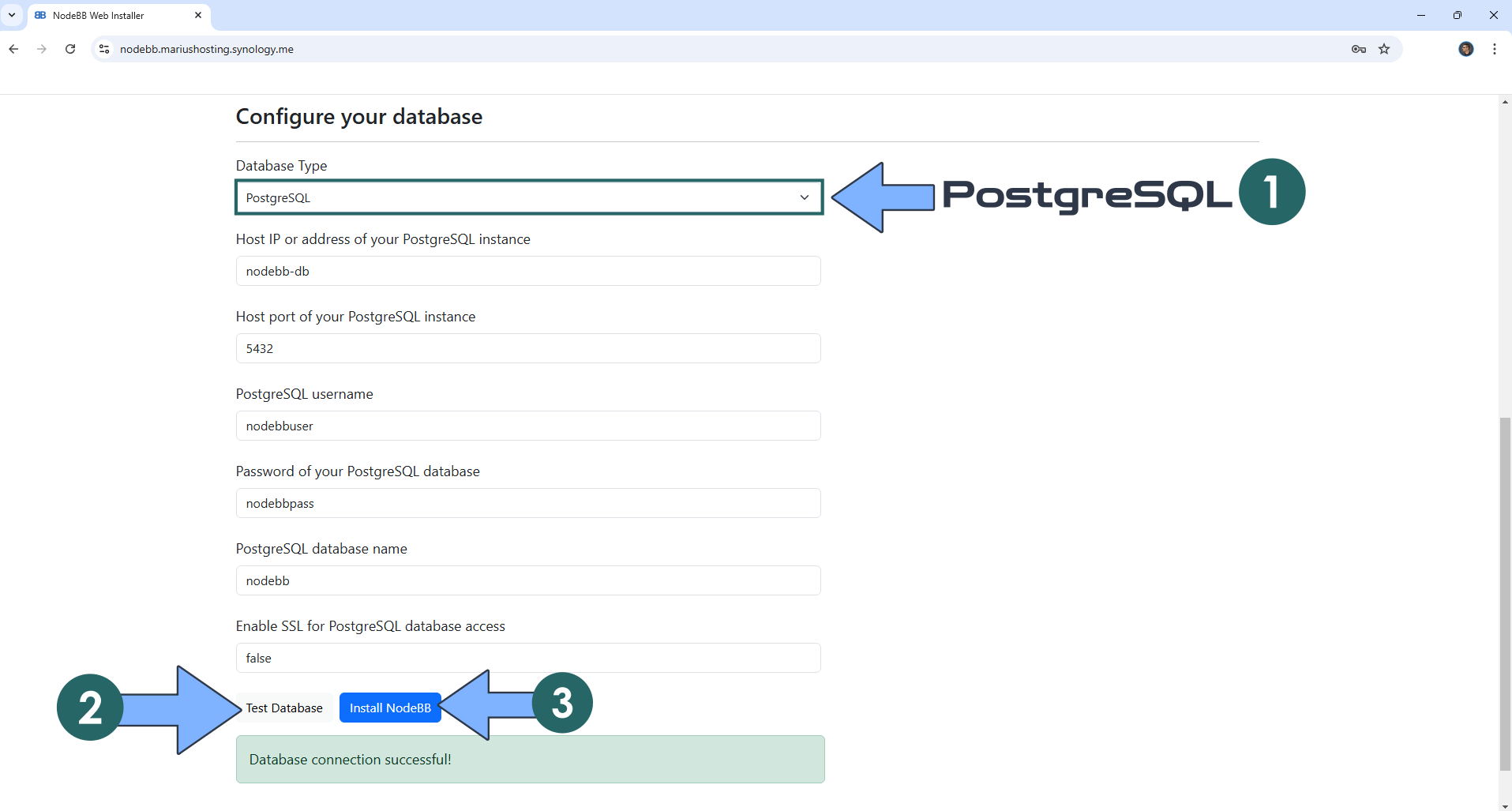 NodeBB Synology NAS Set up 13