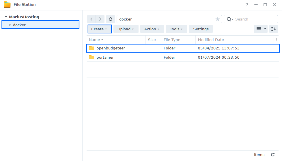 OpenBudgeteer Synology NAS Set up 1 new 2026