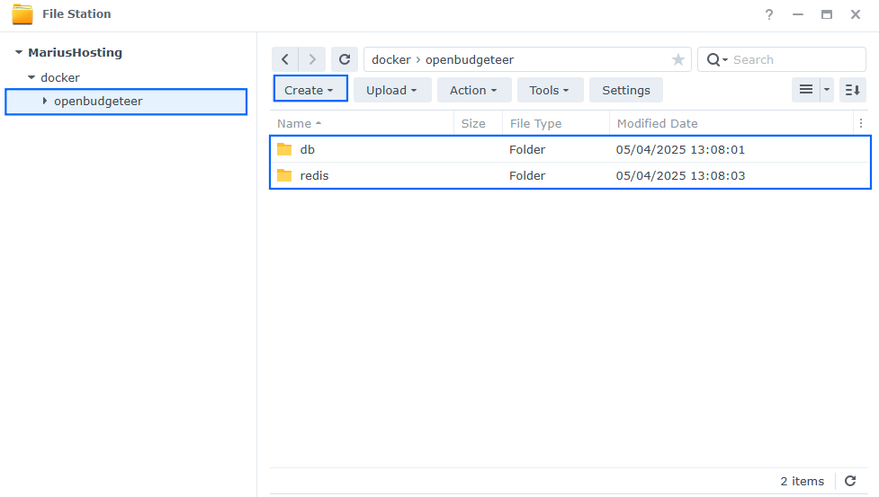 OpenBudgeteer Synology NAS Set up 2 new 2026