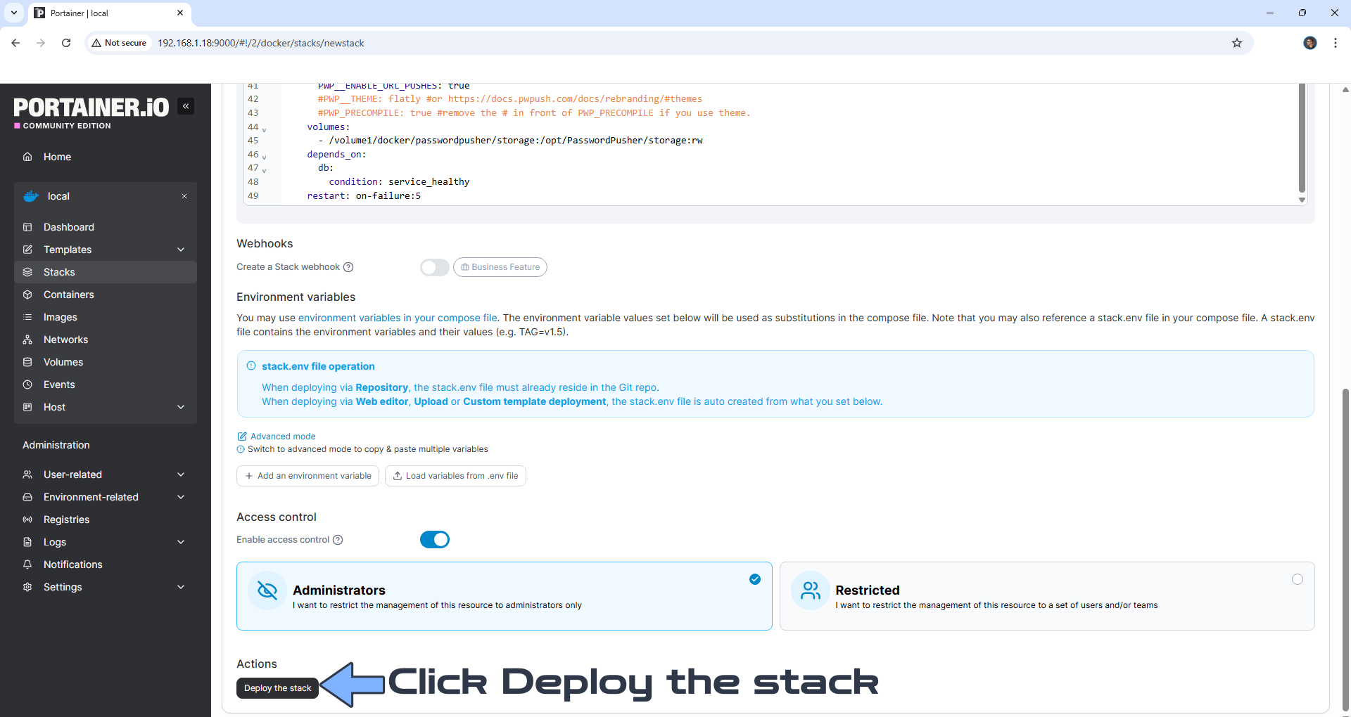 Password Pusher Synology NAS Set up 10 new 2030