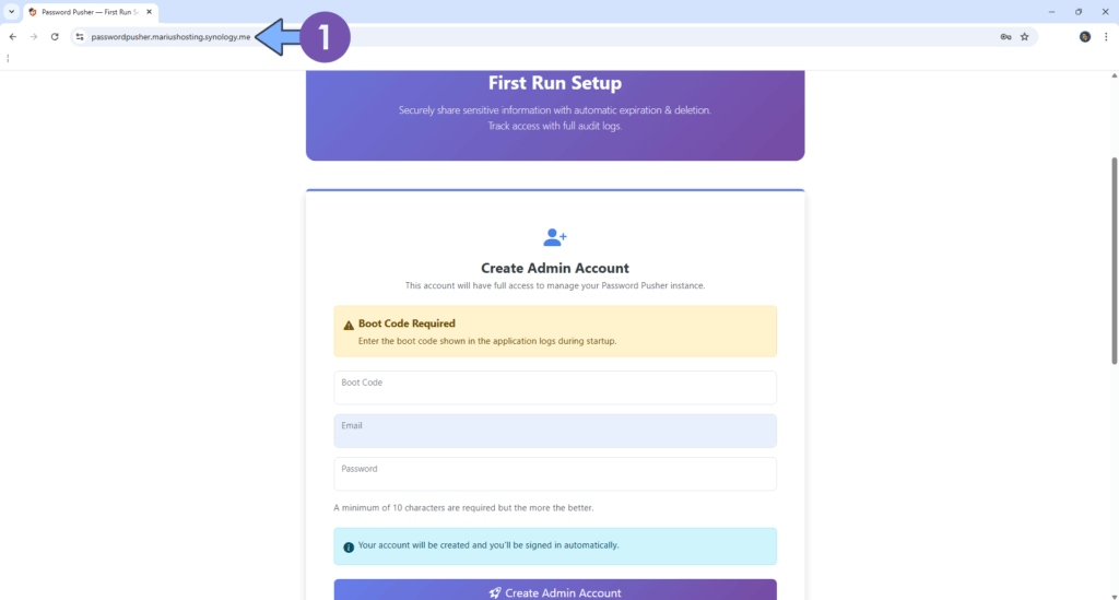 First Run Setup Ui How to Install Password Pusher on Your Synology NAS – Marius Hosting