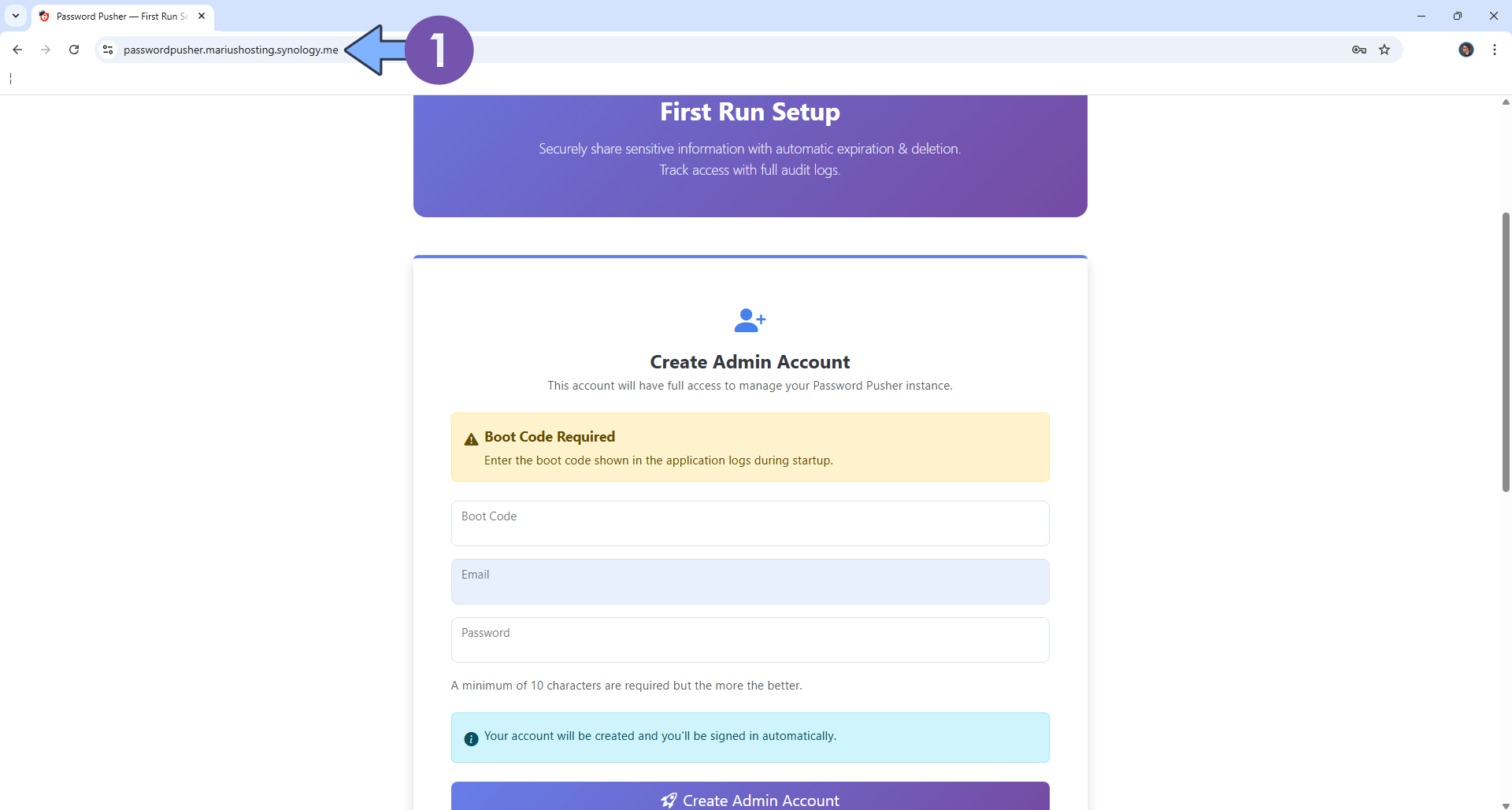 Password Pusher Synology NAS Set up 11 new 2030