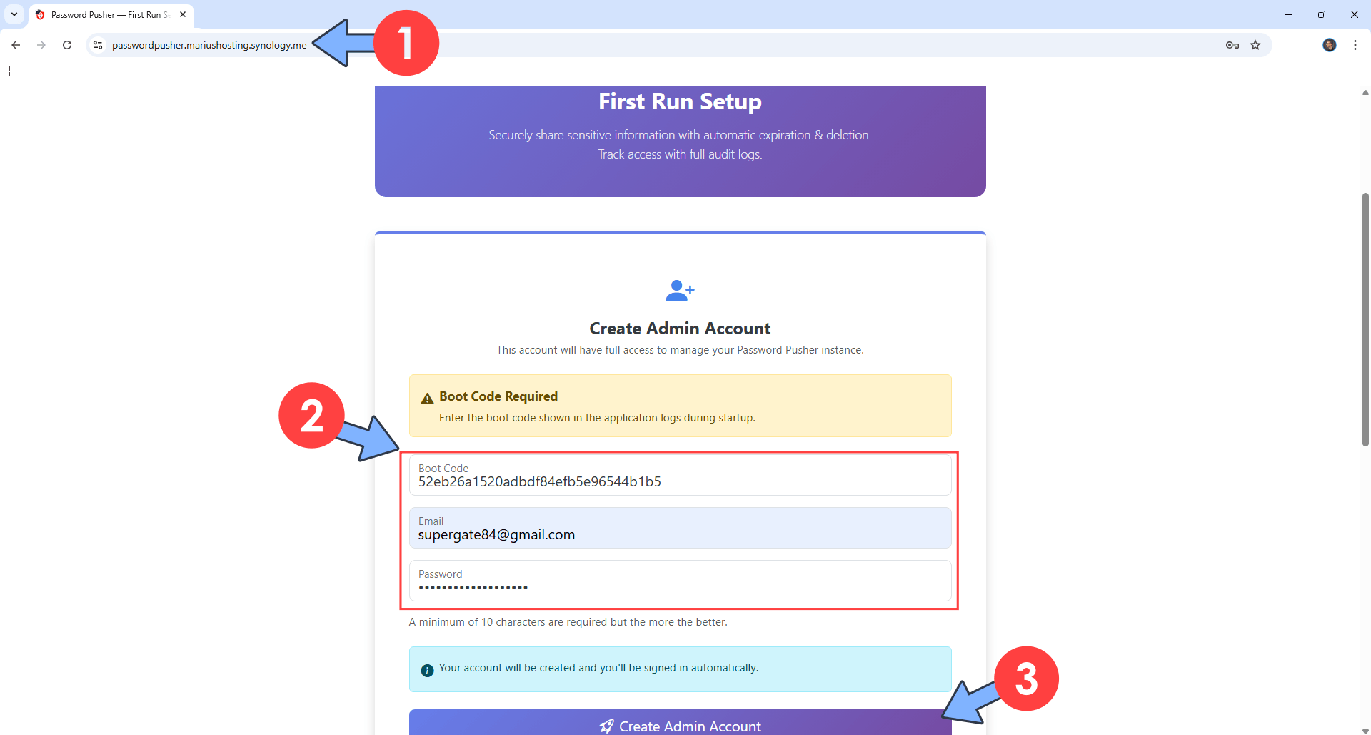 Password Pusher Synology NAS Set up 14 new 2030