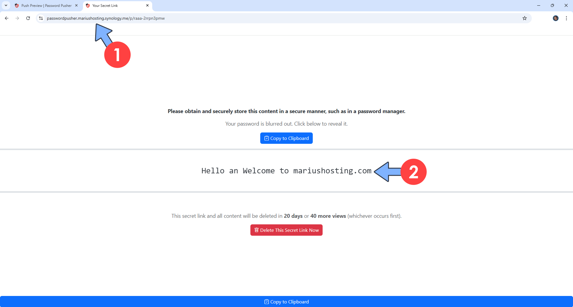 Password Pusher Synology NAS Set up 18 new 2030