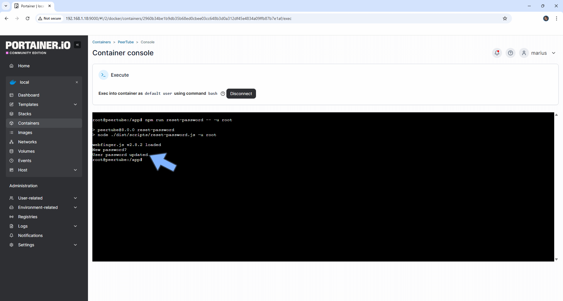 PeerTube Synology NAS Docker 8