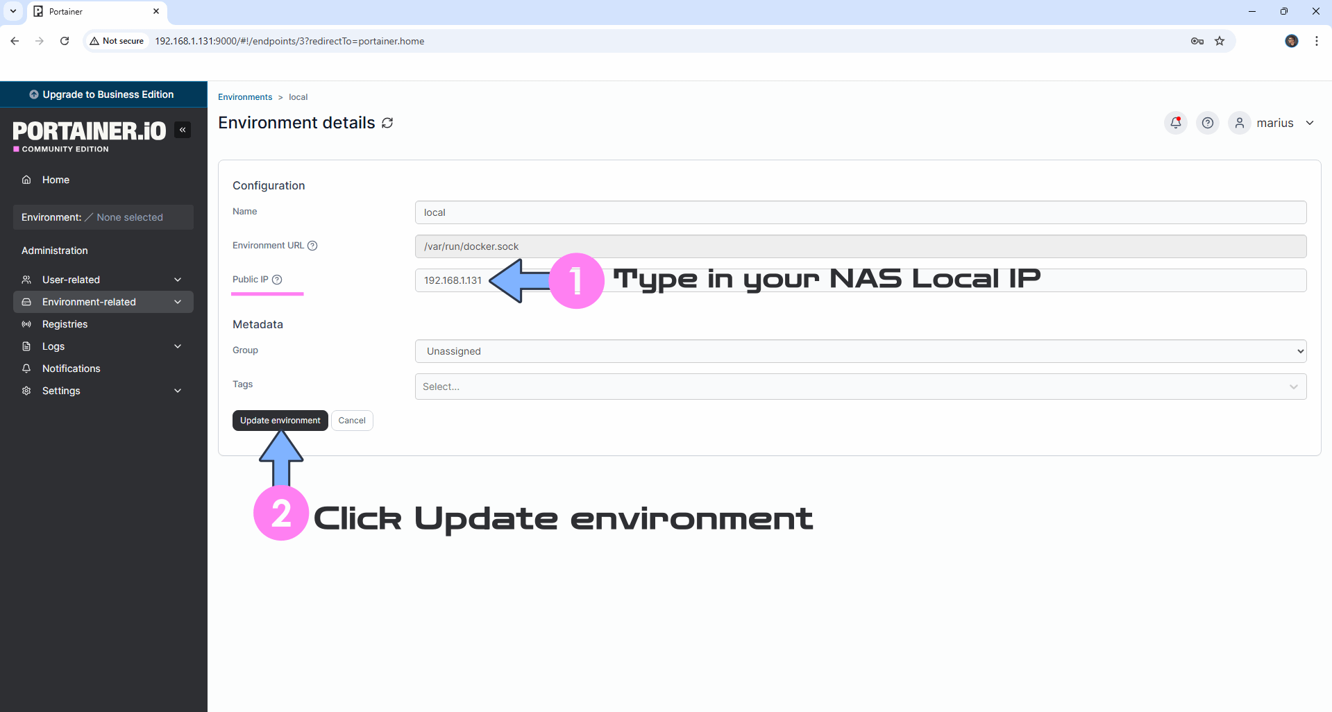Portainer Install Synology NAS Setup 4