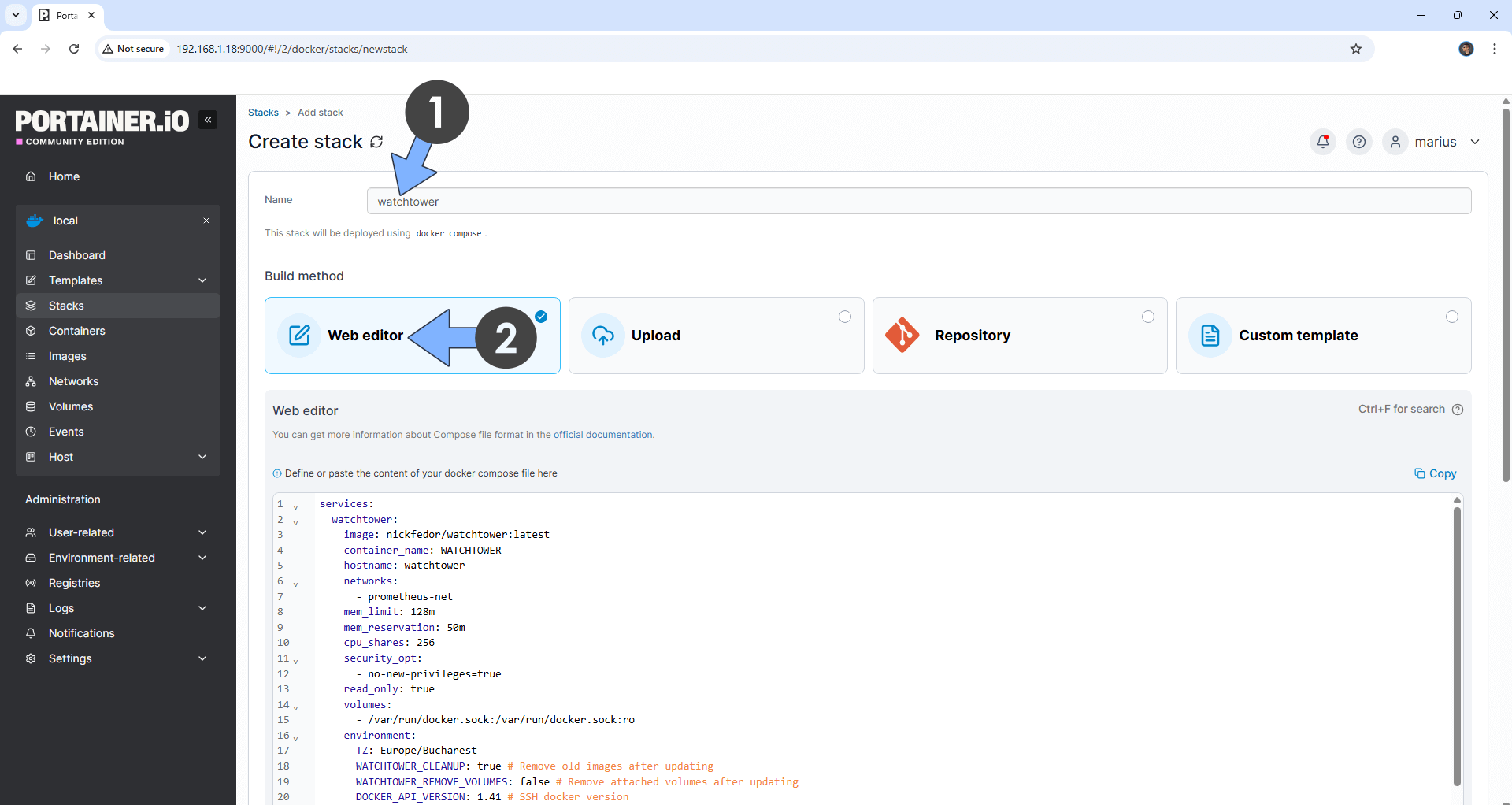 Synology Grafana Prometheus Watchtower Dashboard 4 2026