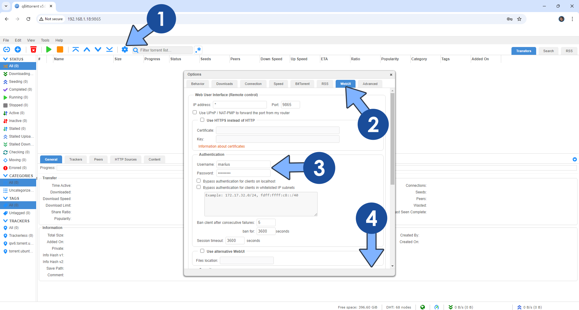 qBittorrent VueTorrent Synology NAS Portainer 1 Password