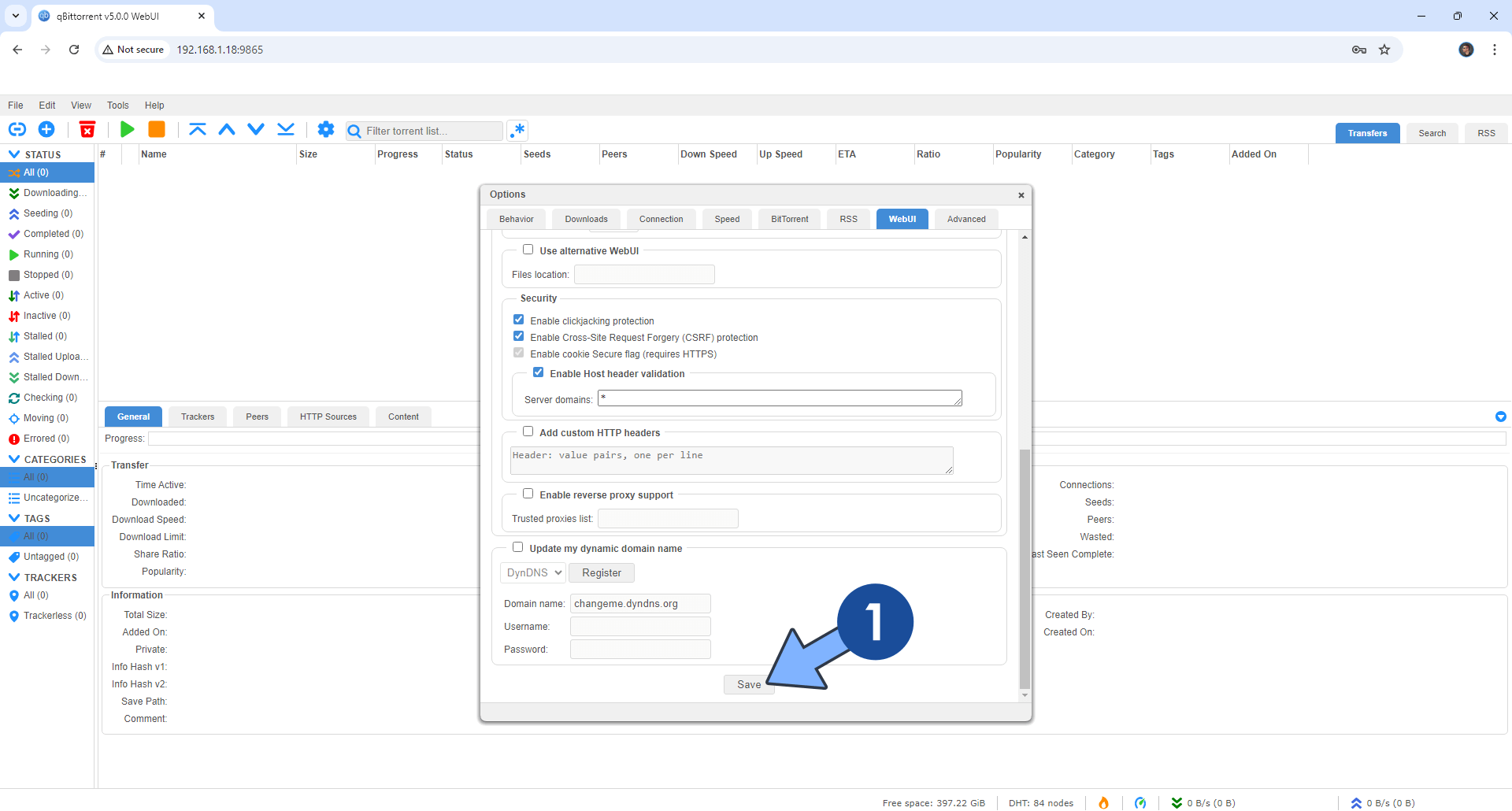 qBittorrent VueTorrent Synology NAS Portainer 2 Password