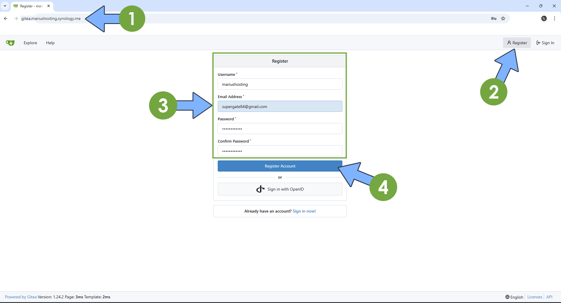 Gitea Synology NAS Set up 13 new 2026