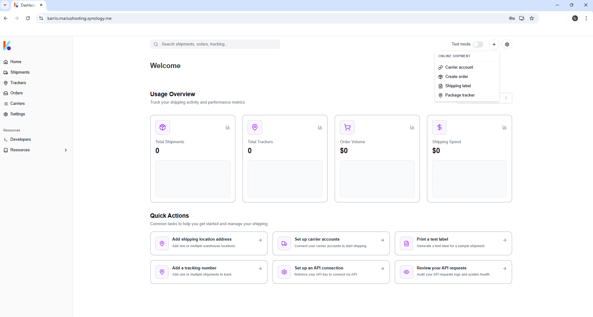 Karrio Synology NAS Set up 14 new 2027
