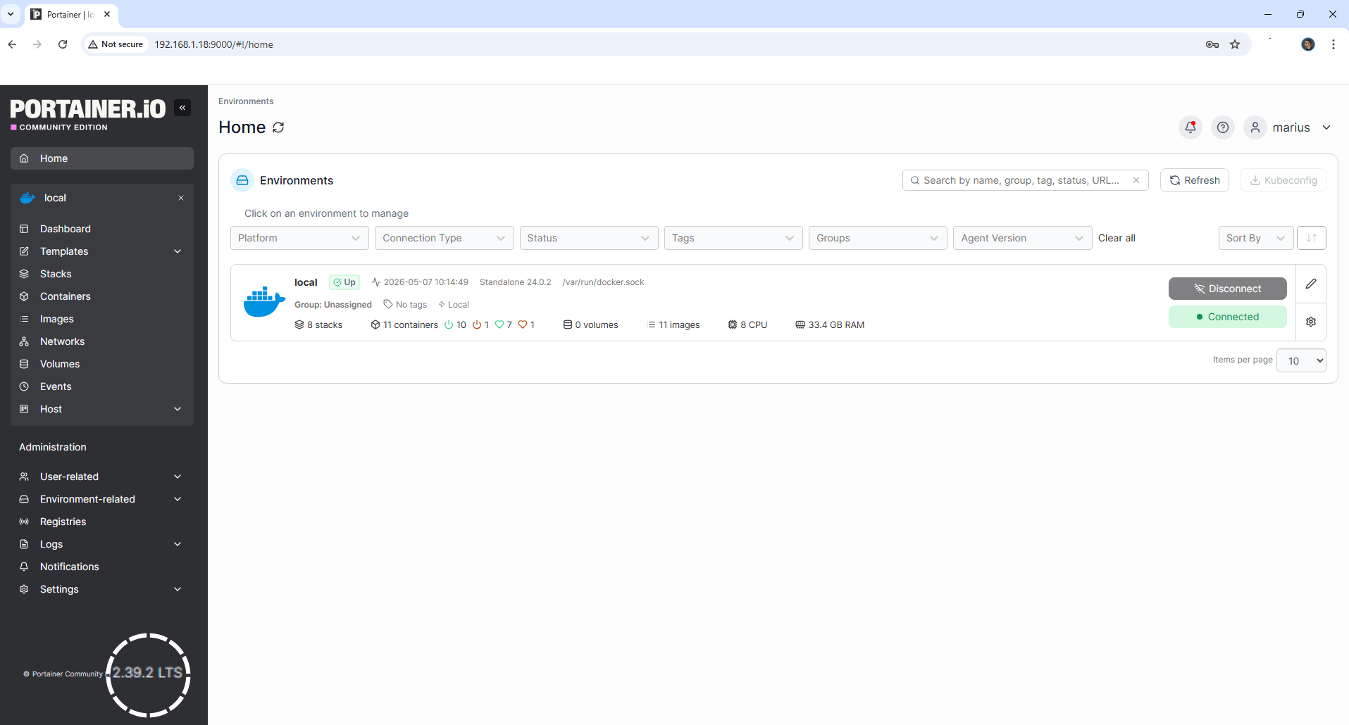 NAS Update Portainer 2.39.2