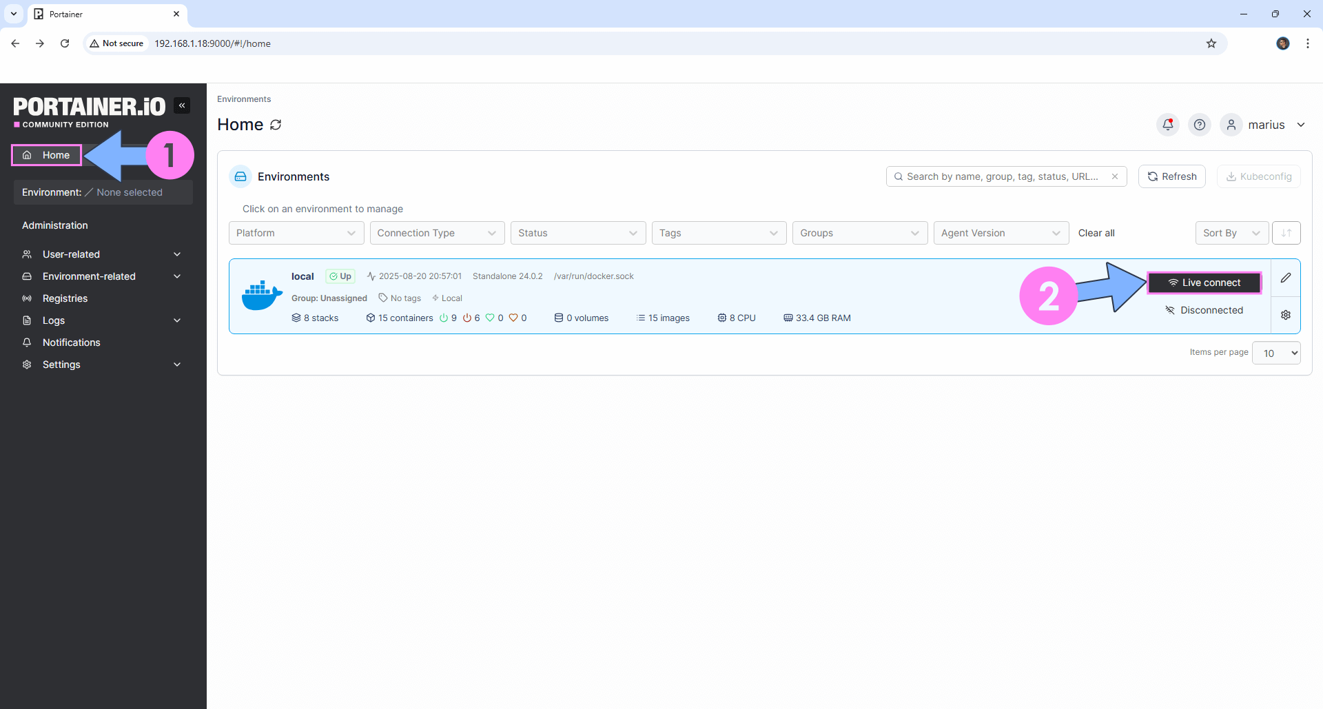 Portainer Add Stack NAS 1