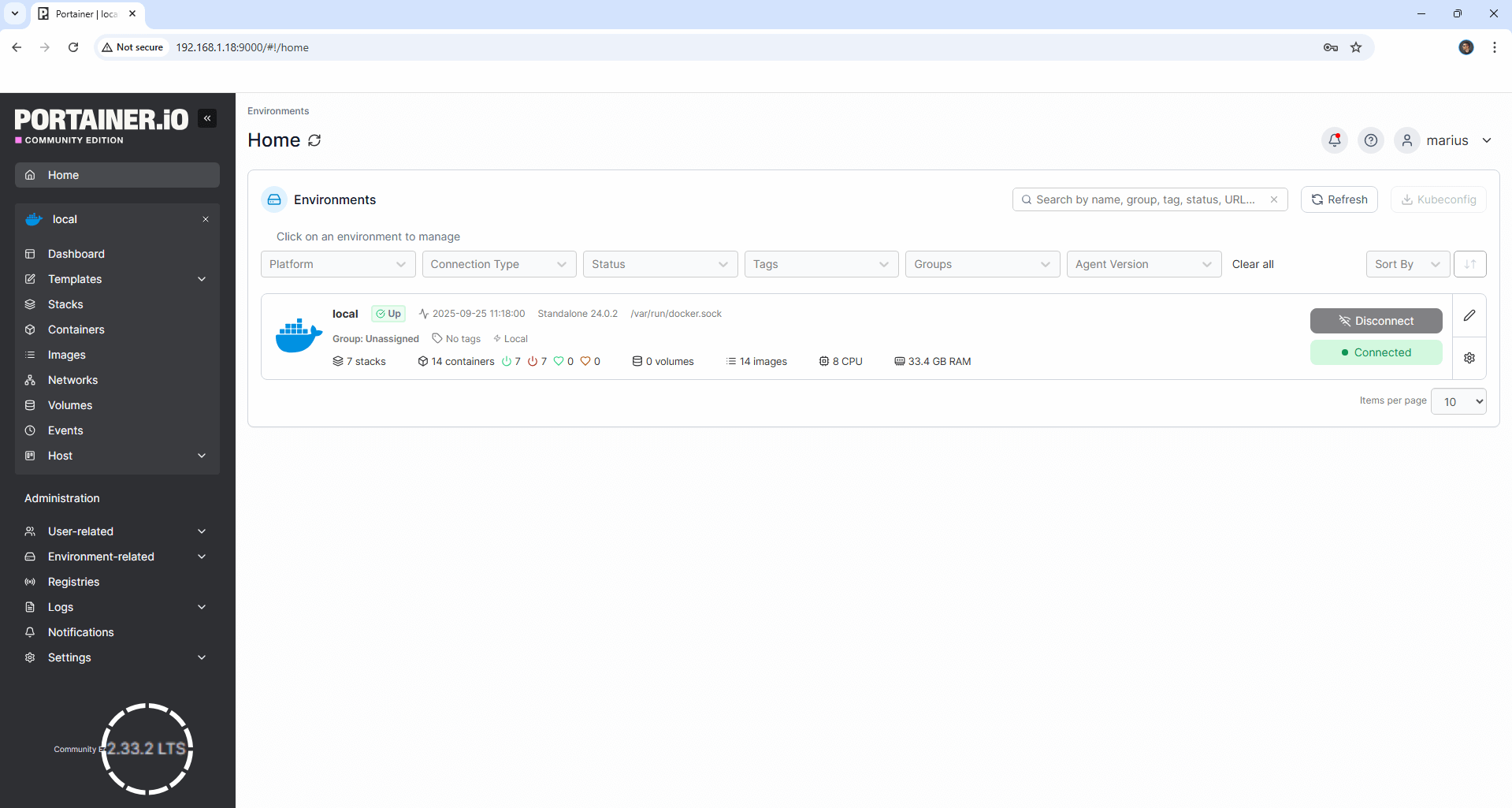 Synology NAS Update Portainer 2.33.2