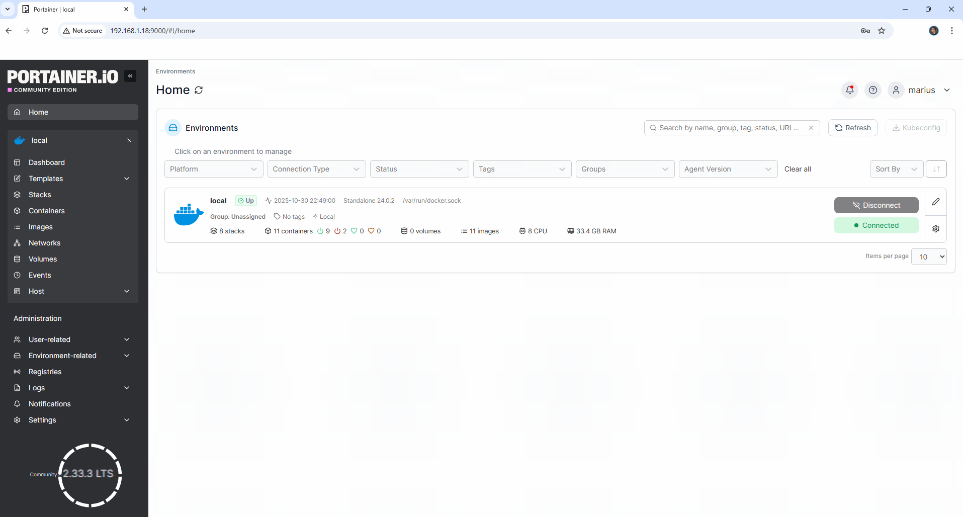 Synology NAS Update Portainer 2.33.3