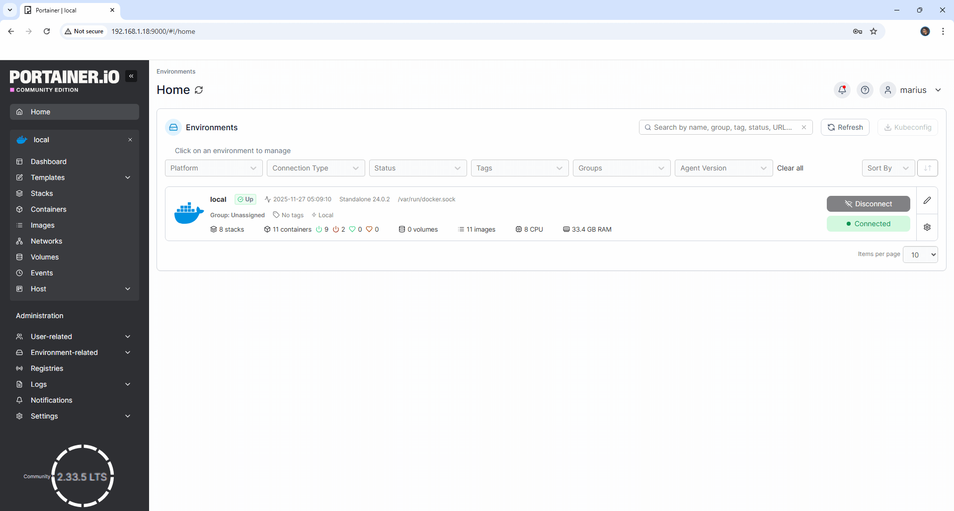 Synology NAS Update Portainer 2.33.5