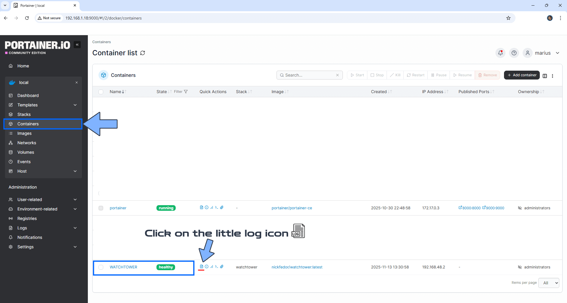 Watchtower Synology NAS Portainer Set up 13 new 2027