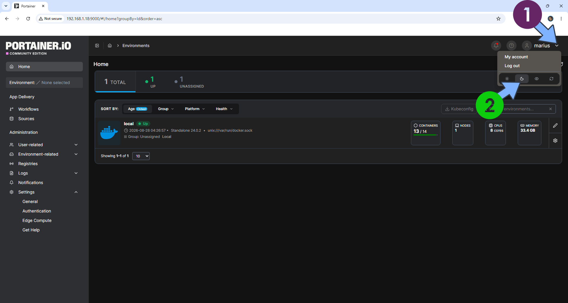 1 Portainer Switch to Dark Mode 1 new 2027
