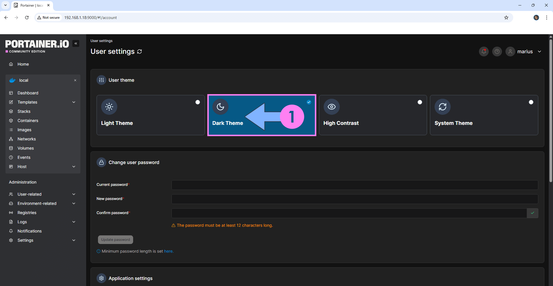 2 Portainer Switch to Dark Mode 2 new