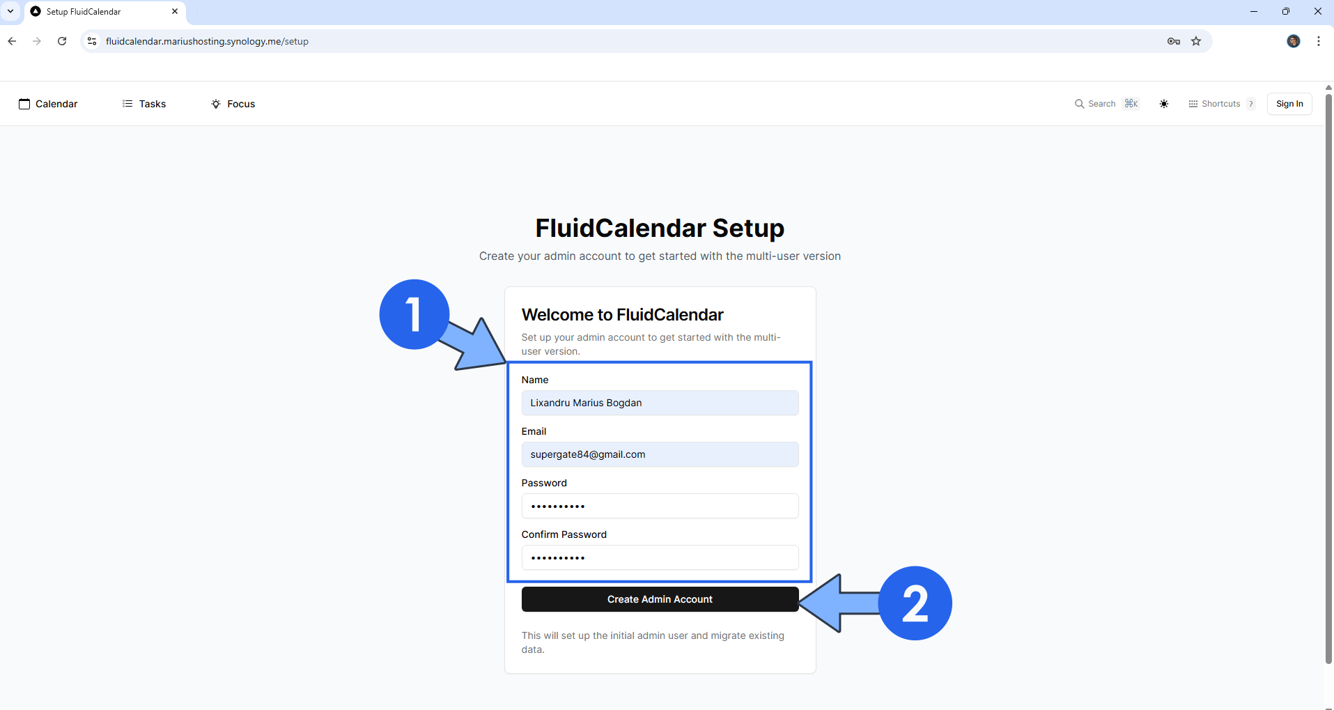 Fluid Calendar Synology NAS Set up 11