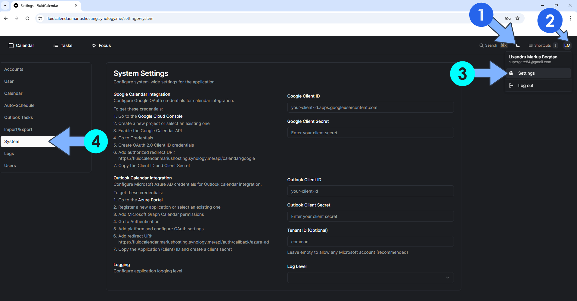 Fluid Calendar Synology NAS Set up 13