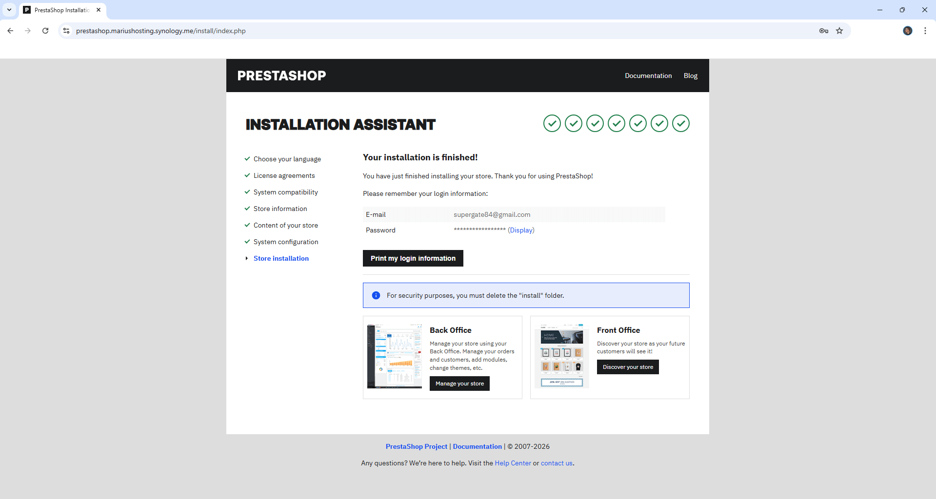 PrestaShop Synology NAS Set up 18 new 2030