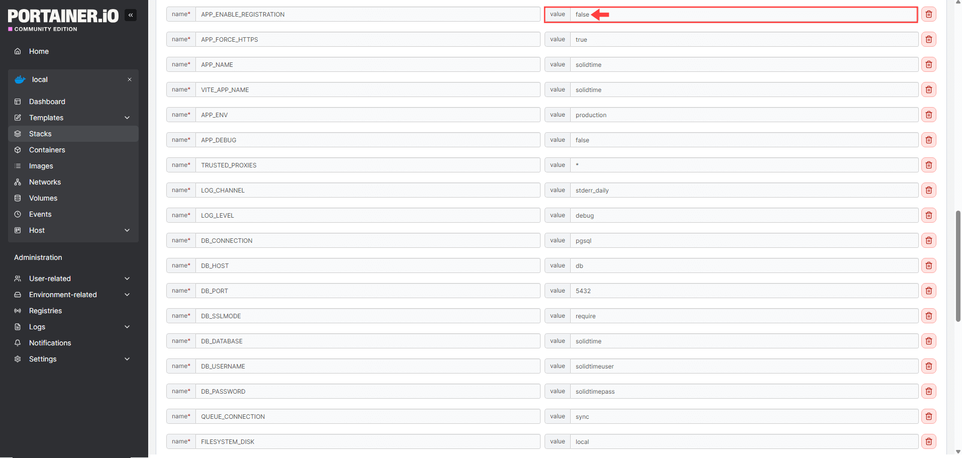 Synology Disable user registration Solidtime new 2026