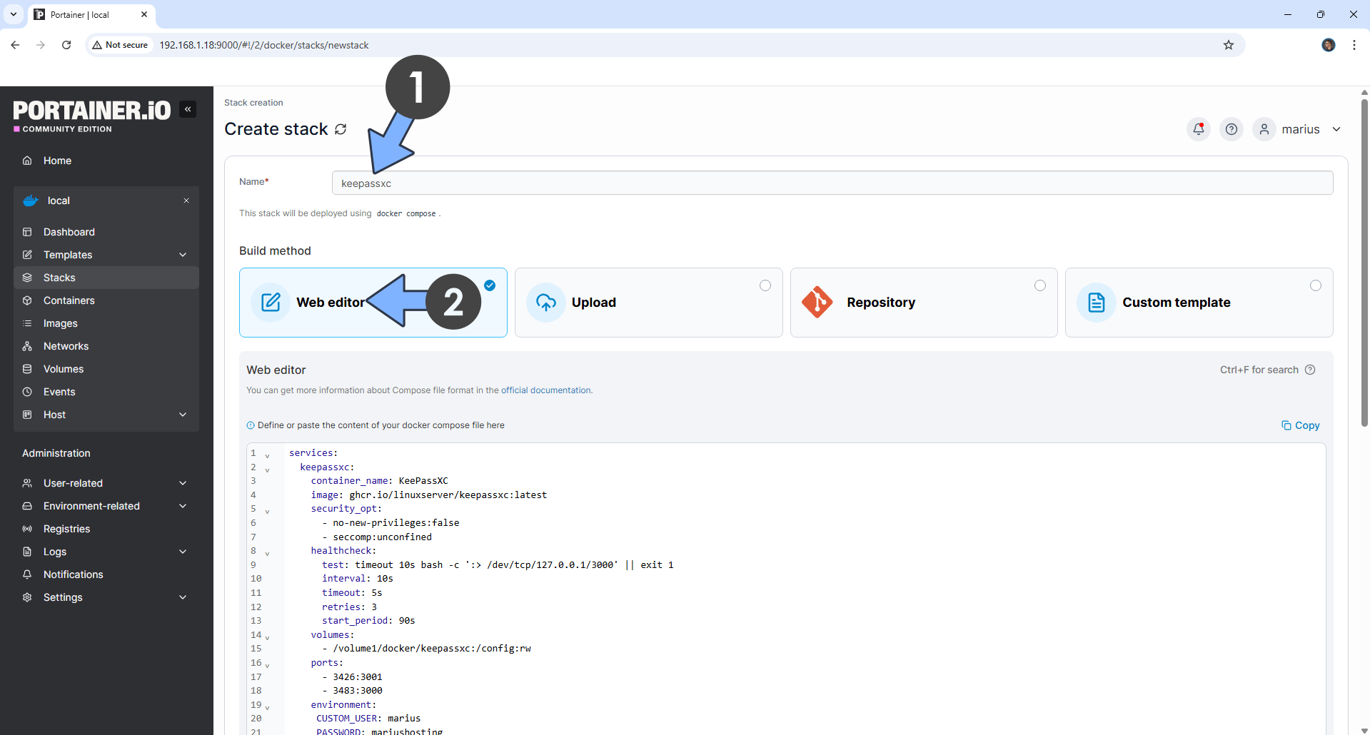KeePassXC Synology NAS Set up 2 new 2027