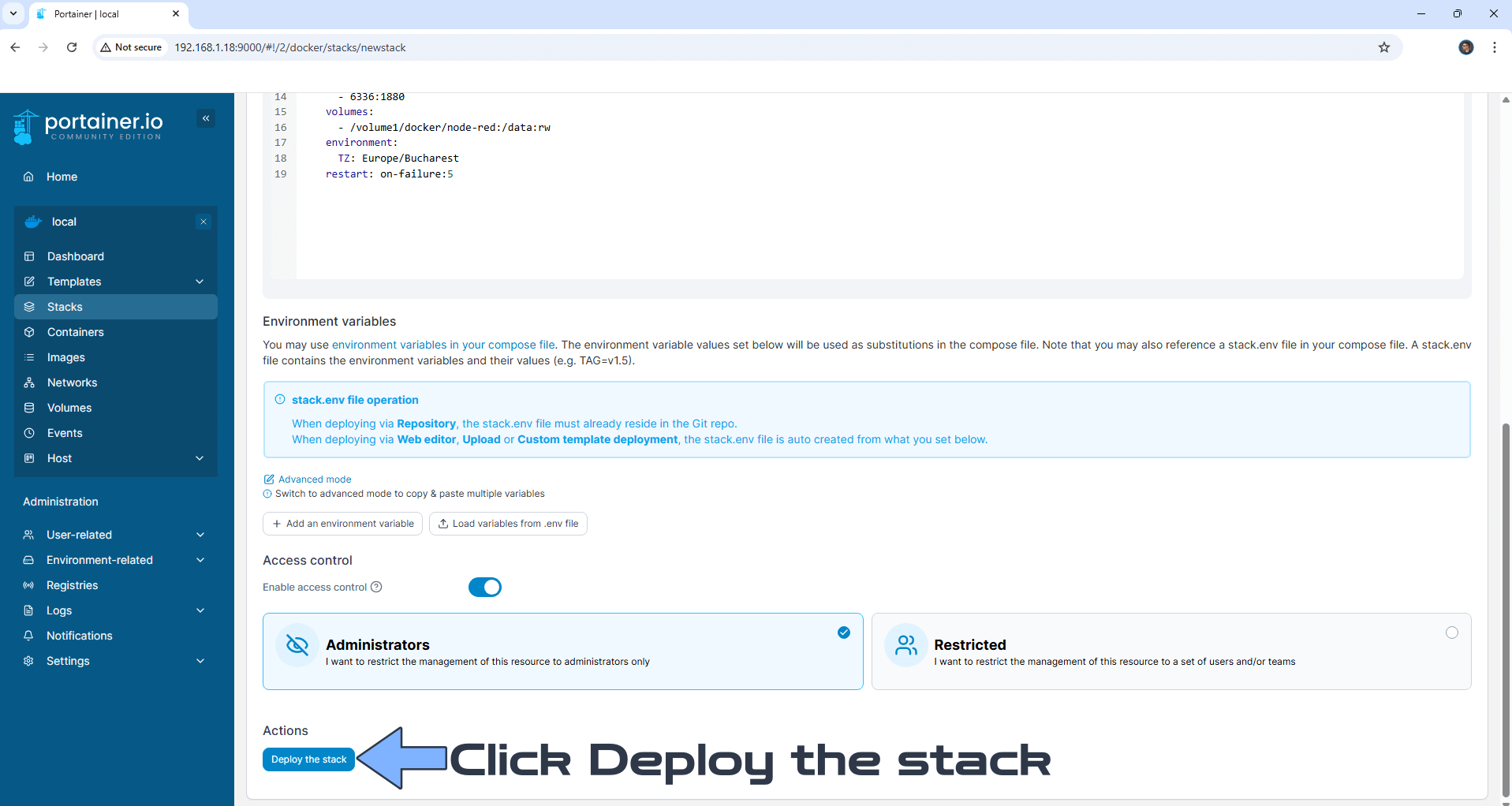Synology NAS Node Red Docker Compose Install 3 new 2025