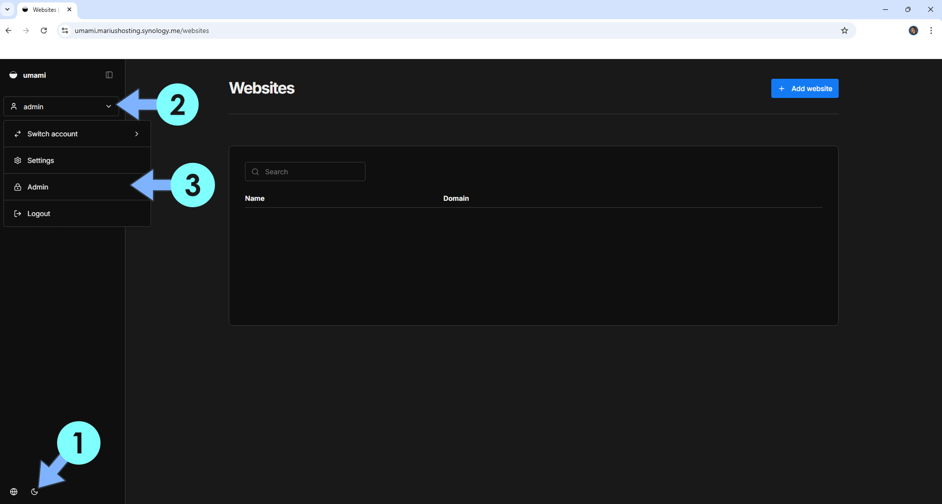 Umami Synology NAS Set up 4 new 2026